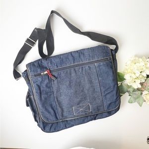 Vintage Style Large Denim Messenger Bag